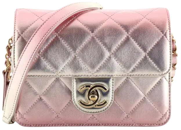 Chanel Like a Wallet Flap Bag Quilted Gradient Metallic Lambskin Mini For Sale at 1stDibs