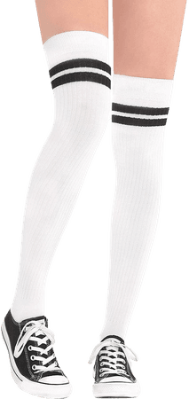 white knee high socks with ONE black stripe - Google Search