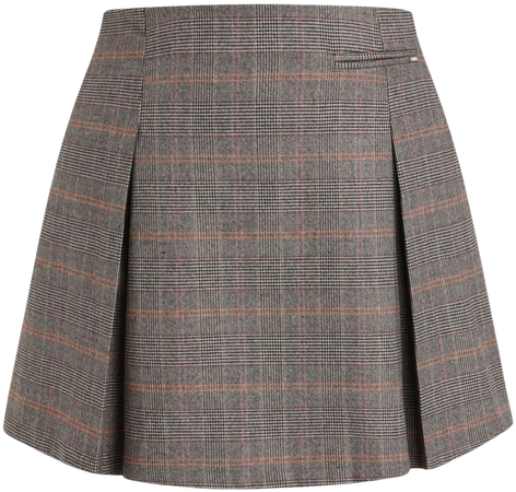 Mid Waist Check Zipper Pleated Mini Skirt Curve & Plus - Cider