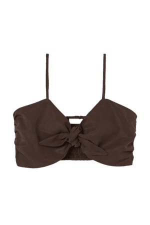 Tie-front Crop Top - Dark brown - Ladies | H&M US