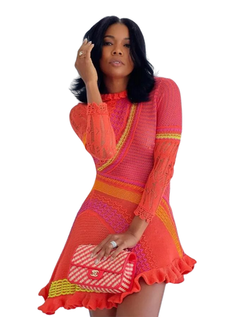 Orange Pink Knit Dress