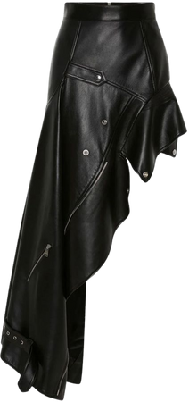 Alexander McQueen Asymmetric Leather Draped Skirt - Farfetch