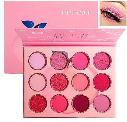 Amazon.com : BEUSELF DE'LANCI Pink Eyeshadow Palette,12 Colors Peach Matte & Shimmer High Pigmented Mini Makeup Eyeshadow Pallet,Warm Natural Blendable Long-Lasting Waterproof Small Pallets Eyeshadow : Beauty & Personal Care