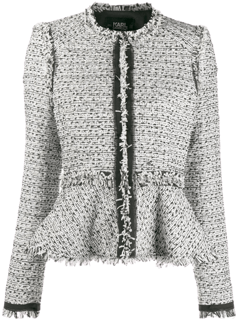 White Karl Lagerfeld Peplum Tweed Jacket For Women | Farfetch.com