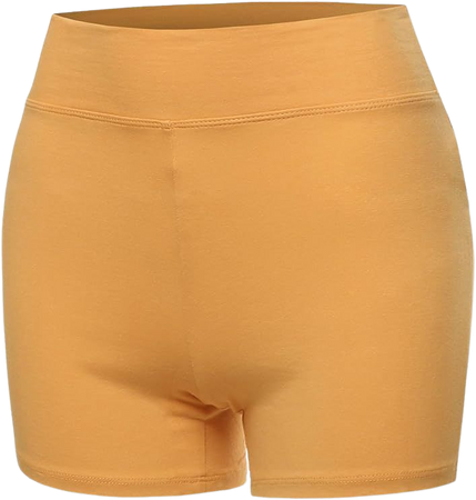 Basic Solid Premium Cotton High Rise Bike Shorts Ash Mustard 1XL at Amazon Women’s Clothing store