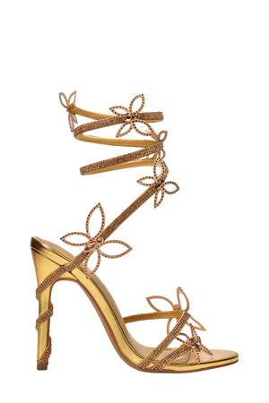 gold rhinestone sandals heels shoes