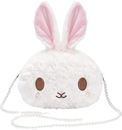 Amazon.com: kawaii bunny Crossbody bag,cartoon Plush Rabbit girls wallets,cute Lolita Handbag for kids Teenagers, Lovely Fluffy animal purse (pearl chain) white : Electronics