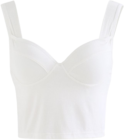 Solid Color Bustier Tank Top in White - Retro, Indie and Unique Fashion