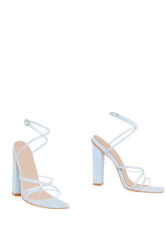 Light Blue Chunky Heel Strappy Heeled Sandals | PrettyLittleThing