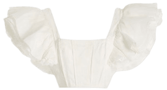 Vanades Ruffled Linen-Blend Crop Top By Aje | Moda Operandi