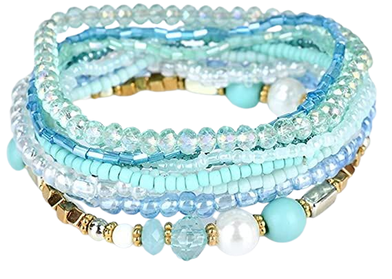 Amazon.com: MengPa Beaded Bracelets for Women Bohemian Stretch Stackable layering Strand Statement Jewelry (Blue) G3207A: Clothing, Shoes & Jewelry
