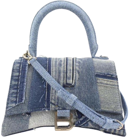 Balenciaga Limited Upcycled Denim Small Hourglass Top Handle Crossbody 124ba5 For Sale at 1stDibs