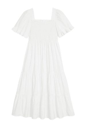 White smocked maxi dress - White - Maxi dresses - Monki WW