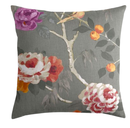 Painterly Pink & Gray Floral Pillow | Loom Decor