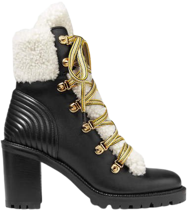 Yetita 70 Shearling-trimmed Leather Ankle Boots - Black