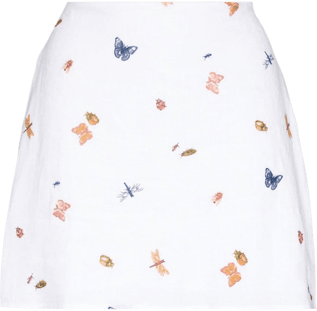 Reformation Embroidered Butterfly Mini Skirt