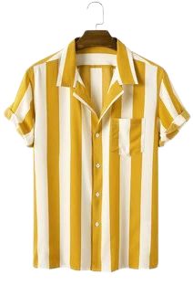 Designer Men Casual Striped Turn-down Collar Short Sleeve Shirt - NewChic