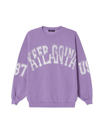 Plush sweatshirt with print - New - Woman | Bershka