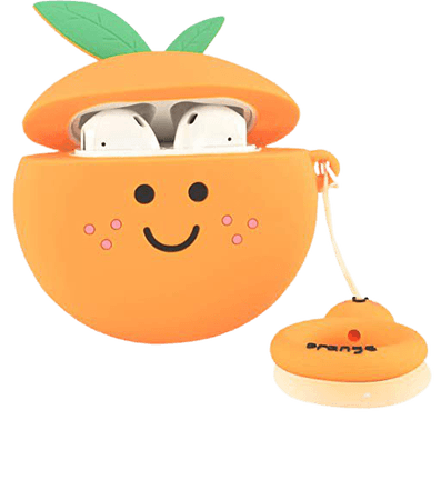 Amazon.com: Ownest Compatible AirPods Case with Fruit Cute Soft Liquid Silicone Shockproof No Dust Cover Case for Apple Airpods 2 &1,Cute for Airpods-Orange: Cell Phones & Accessories