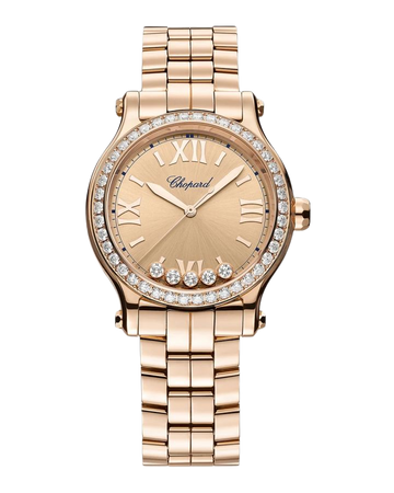 Chopard Happy Sport 33mm 18K Rose Gold Diamond Bracelet Watch | Neiman Marcus