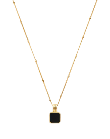Lucy Williams Square Onyx Necklace | 18ct Gold Plated Vermeil/Black On | Missoma