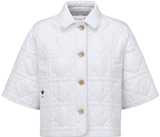 Macrocannage Short-Sleeved Blouse White Quilted Technical Taffeta | DIOR