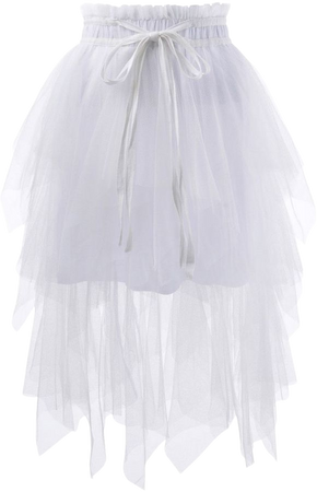 white elegant tulle mesh skirt