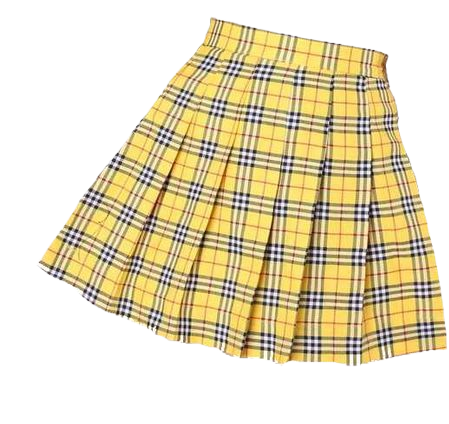 Yellow pleated plaid skirt