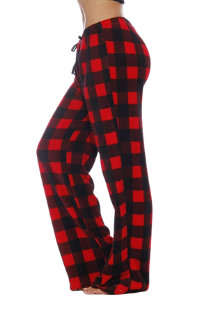 Just Love Women's Plush Pajama Pants, 2X Plus, Buffalo Plaid Red at Amazon Women’s Clothing store
