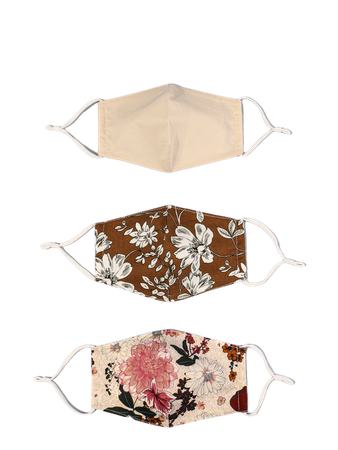 3pcs Floral Pattern Face Mask With 6pcs Filter | SHEIN USA