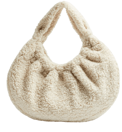 Cream Borg Scrunchie Shoulder Bag | Topshop