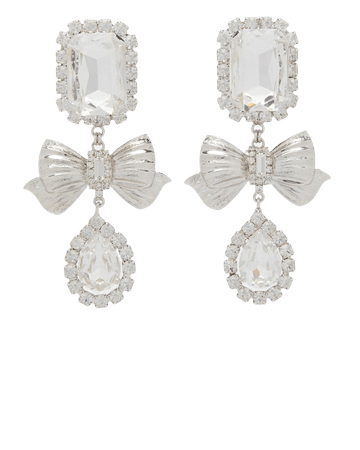 Square Crystal Bow Drop Earrings By Alessandra Rich | Moda Operandi