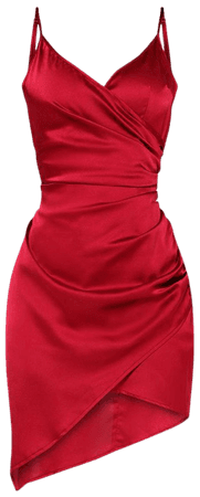 red wrap slip dress