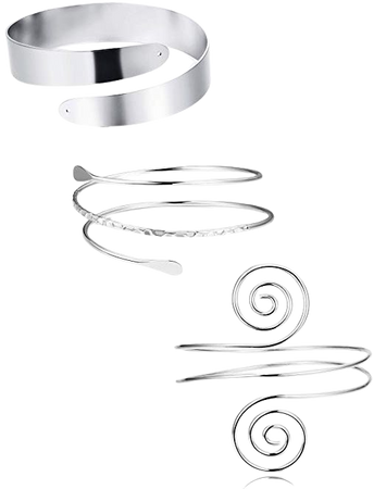 Amazon.com: FUNRUN JEWELRY 3PCS Minimalist Coil Upper Armband Adjustable Cuff Armlet Arm Cuff Bracelet Filigree Swirl Silver Tone: Jewelry