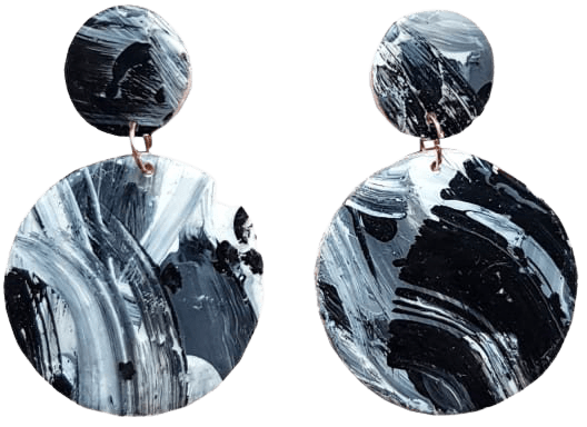 Black & White Abstract Painted Clay Earrings - Drops | Emily Laura Designs | Wolf & Badger
