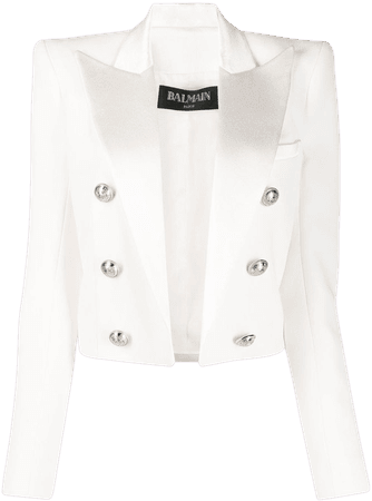 White Balmain Structured Cropped Jacket | Farfetch.com
