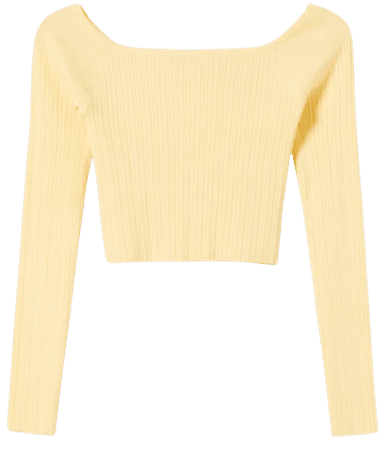 Ribbed sweater with Bardot neckline - T-shirts - Woman | Bershka