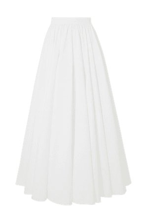 White Pleated cotton-jacquard maxi skirt | Alaïa | NET-A-PORTER