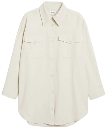 Oversized cotton shirt dress - Off-white - Monki WW