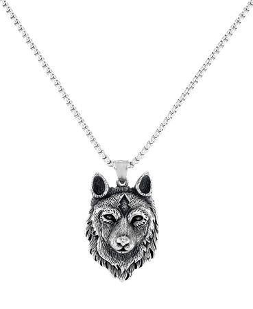 Andrew Charles by Andy Hilfiger Wolf Head 24" Pendant Necklace in Stainless Steel