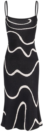 The Black Wave Mermaid Hem Knit Midi Dress - Women's Knit Sleeveless Bodycon Midi Dress - Black - Dresses | RIHOAS