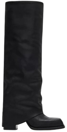 ALETTA Black Leather Cuffed Block Heel Boot | Women's Boots – Steve Madden