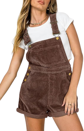 Amazon.com: Women Corduroy Short Overalls Romper Jumpsuit Casual Adjustable Straps Cute Plain Overall With Pockets : Clothing, Shoes & Jewelry