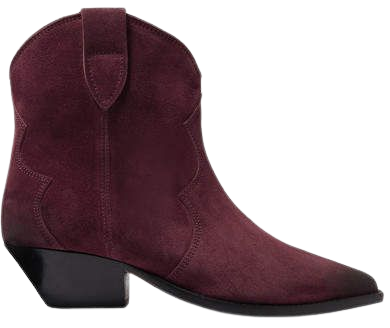 Dewina Suede Ankle Boots - Burgundy
