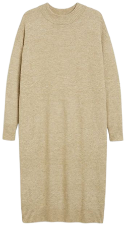 Beige oversized midi knit dress - Beige melange - Monki WW