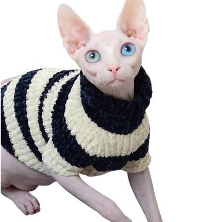 hairless cat sweater warm cat clothes in autumn and winter Sphynx Devon pet handmade sweater| justthepets.online |not my photo