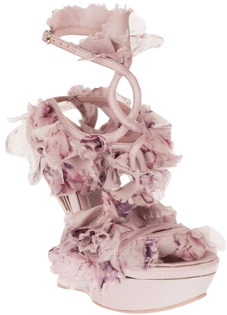heelless pink fairy flower shoes
