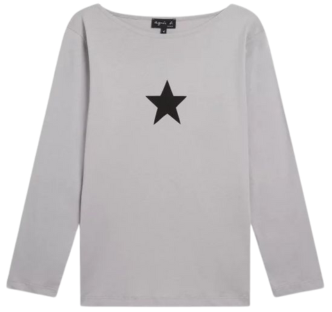 grey New Bow long sleeve t-shirt star | agnès b.