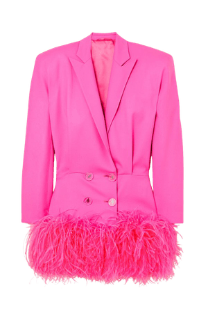 Pink Feather-trimmed wool-blend twill mini dress | THE ATTICO | NET-A-PORTER