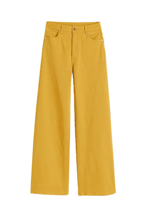 Wide twill trousers - Mustard yellow - Ladies | H&M IE